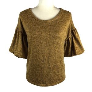 Vestique Mustard Bubble Sleeve Sweater